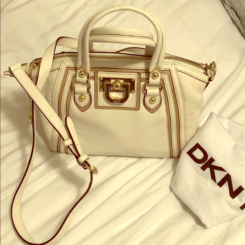DKNY white leather bag